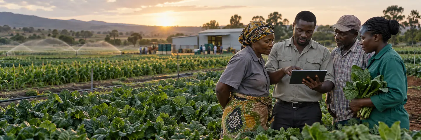 Producteurs et agronome étudiant les données d’une exploitation maraîchère