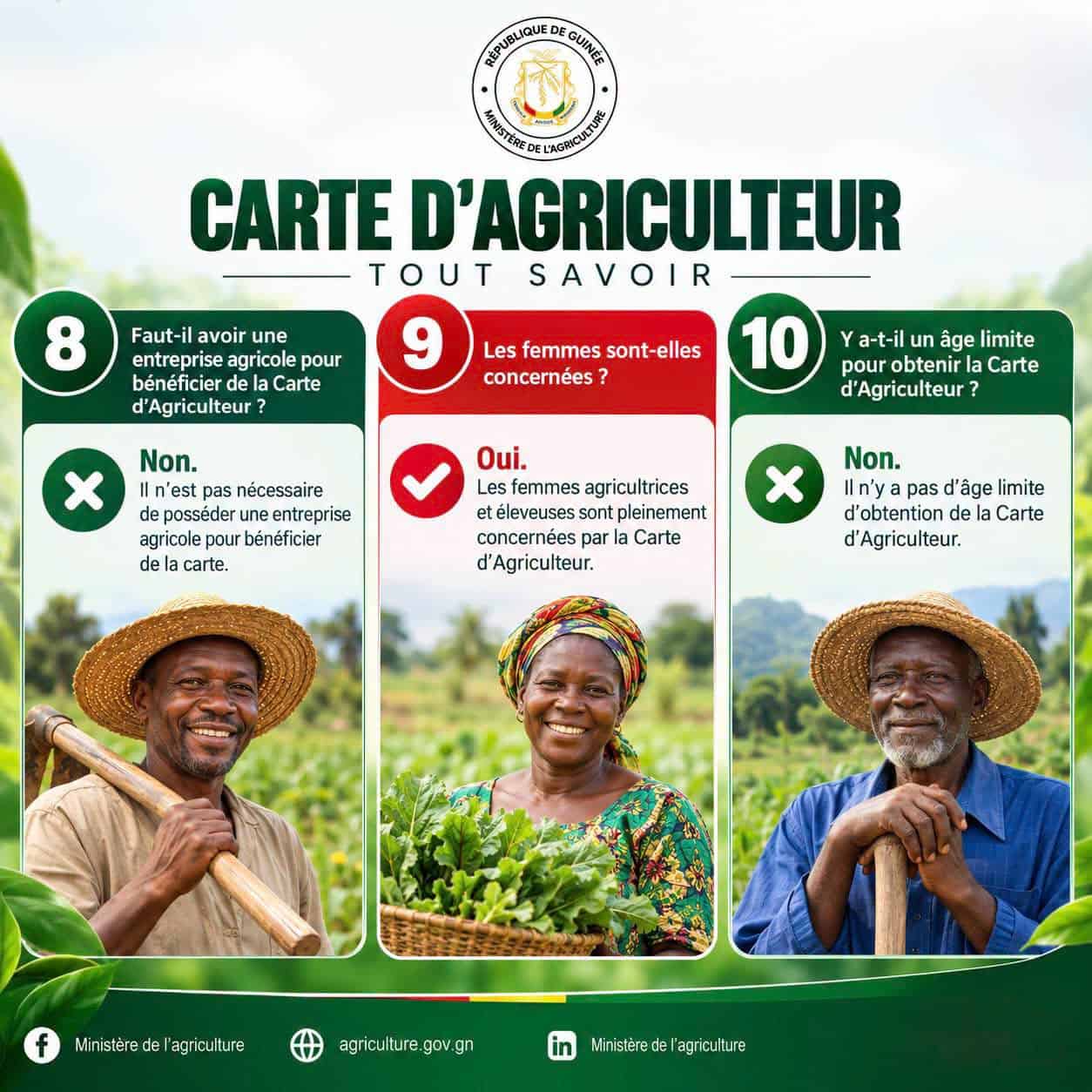 Carte d'Agriculteur : entreprise agricole, femmes et âge limite